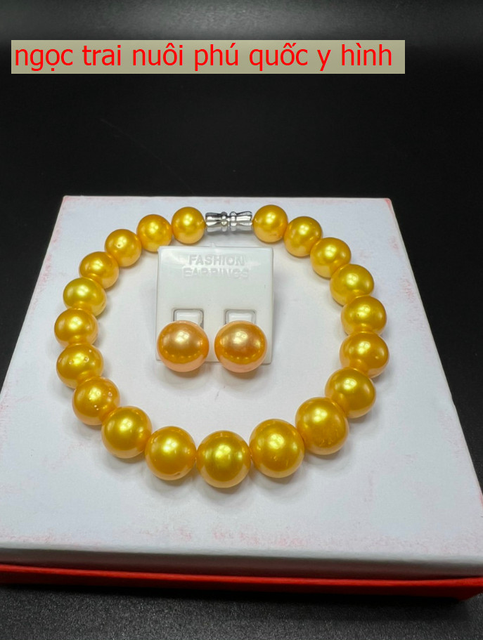 ( CHUYÊN SỈ NGỌC TRAI NUÔI PHÚ QUỐC ) Chuỗi vòng tay ngọc trai nuôi nước ngọt 9 ly + tặng kèm bông tai ngọc trai ,có tư vấn size