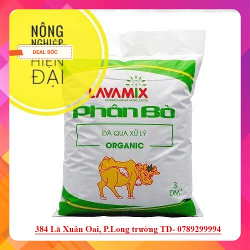 [Giao hàng 2H] Phân bò xử lý gói 3dm (3 lít) bổ sung dinh dưỡng tự nhiên cho đất