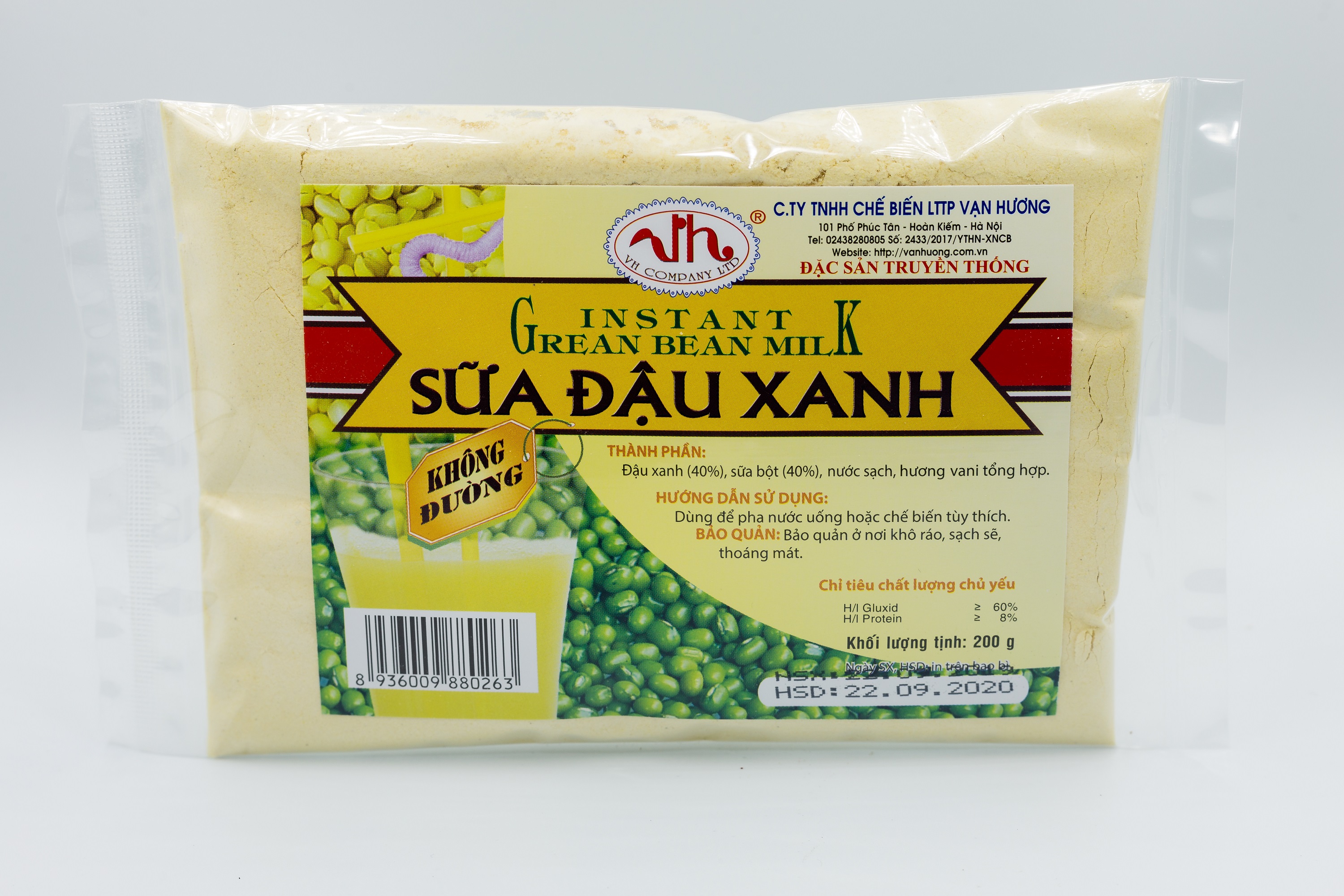 Sữa Đậu Xanh Không Đường Vạn Hương 200g - Hương Vị Hà Thành