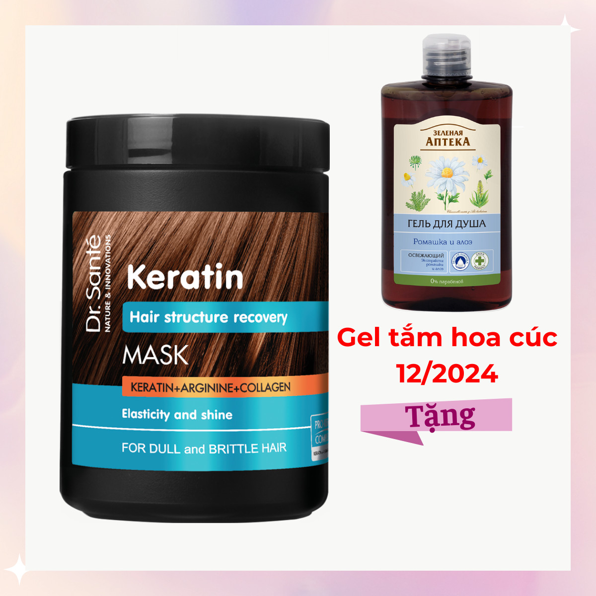 Kem ủ phục hồi cấu trúc tóc Dr. Sante Keratin 1000ml