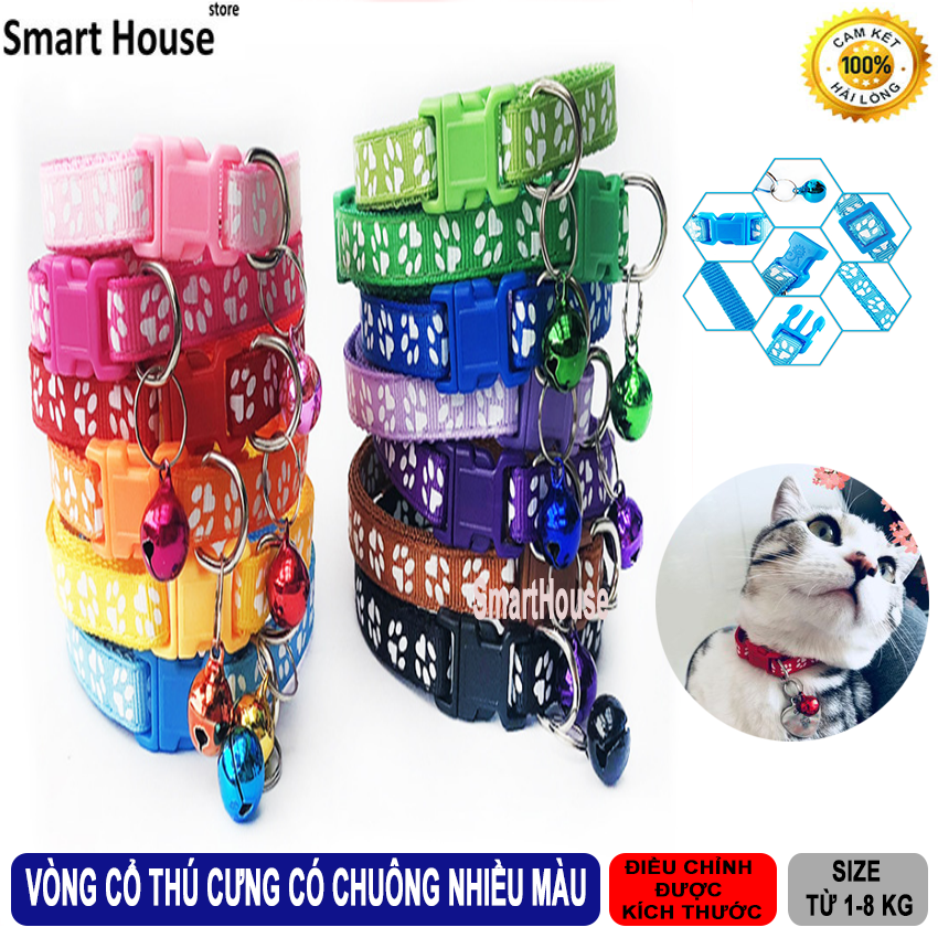 Vòng Cổ Thú Cưng Có Chuông Dễ Thương -  Vòng Cổ Chó Mèo Kèm Lục Lạc Từ 1 đến 8 Kg - Phụ Kiện Thú Cưng Sale Mạnh