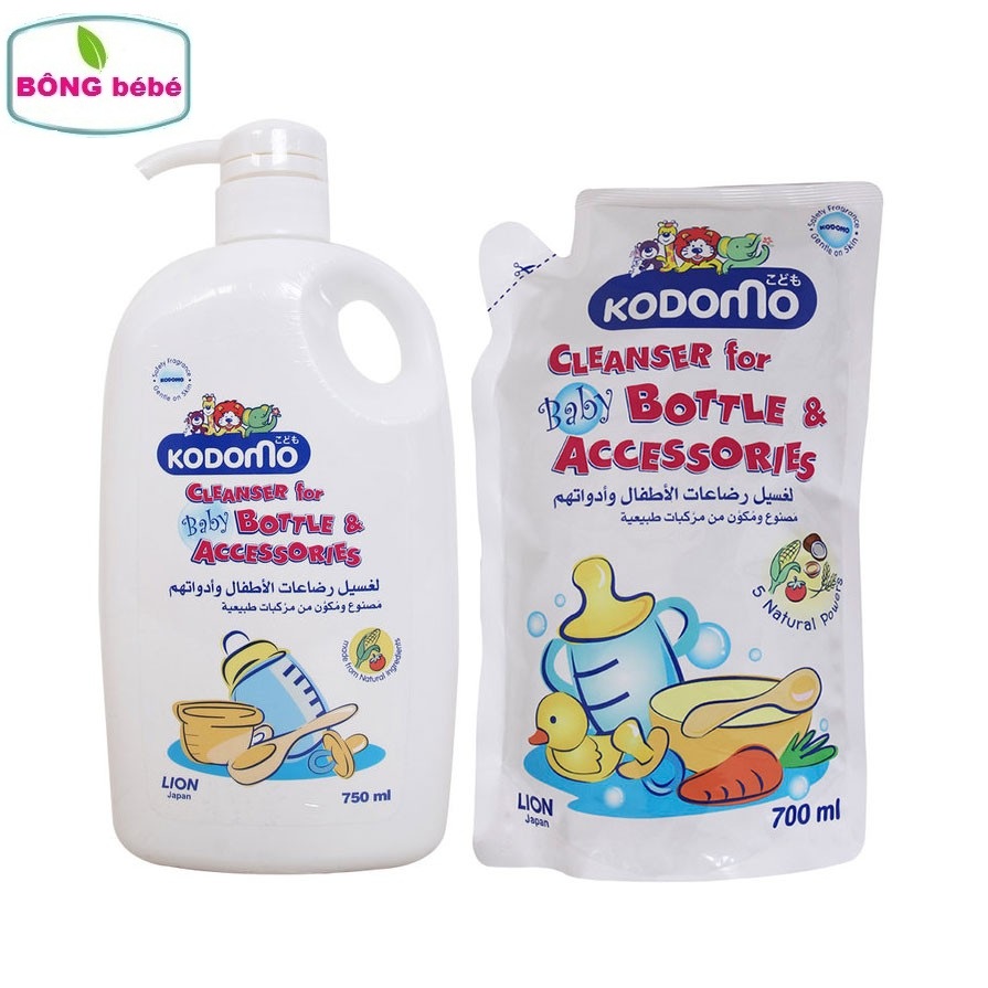 Nước rửa bình sữa Kodomo Cleanser rửa bình sữa núm ngậm đồ chơi của bé, hàng nội địa Thái Lan-Bịch 700ml/Chai 750ml