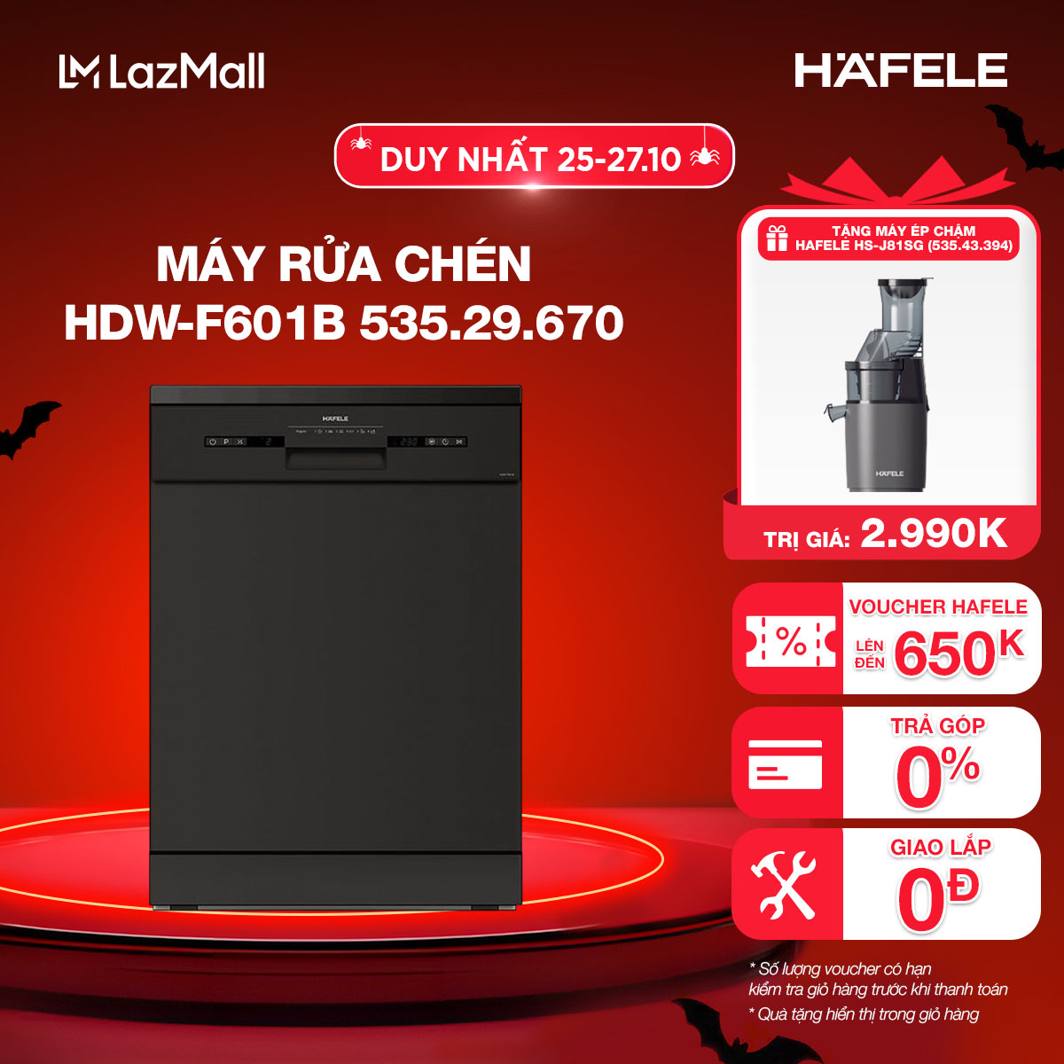 Máy rửa chén Hafele HDW-F601B 535.29.670