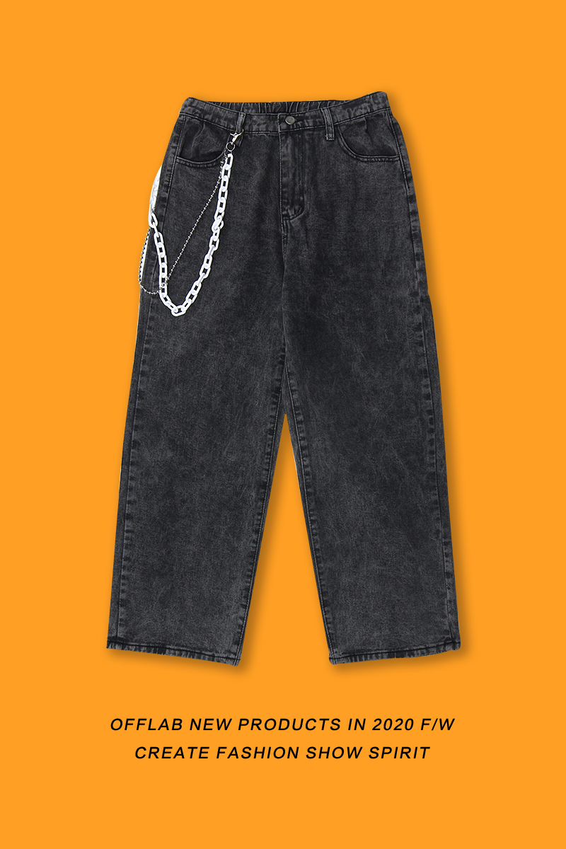 [HCM]Quần Jean ỐNg Rộng Nam - Phong cách hàn quốc ( màu xám kèm dây xích nhỏ)