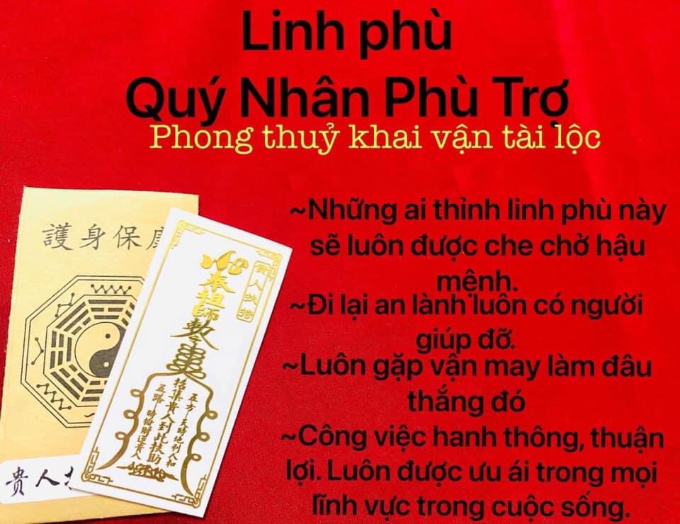 Linh phù quý nhân phù trợ - linh phù dán điện thoại để bóp ví đã gia trì