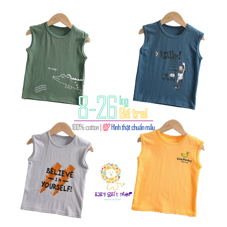 Áo sát nách bé trai áo ba lỗ trẻ em bé trai BabyHas chất cotton đồ 3 lỗ hè mẫu mới 2021