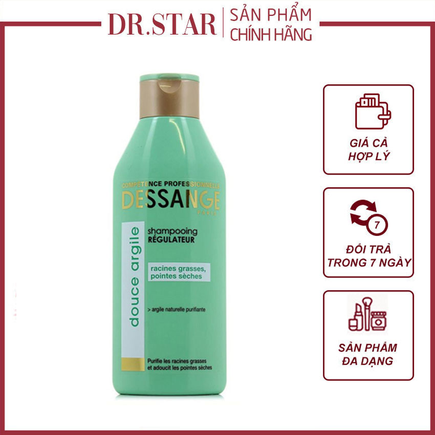 Dầu gội dessange douce argile cho da dầu, tóc bết xanh 250ml, làm sạch và làm mềm tóc, công thức đất sét kết hợp pro-vitamin b5 - dr.star