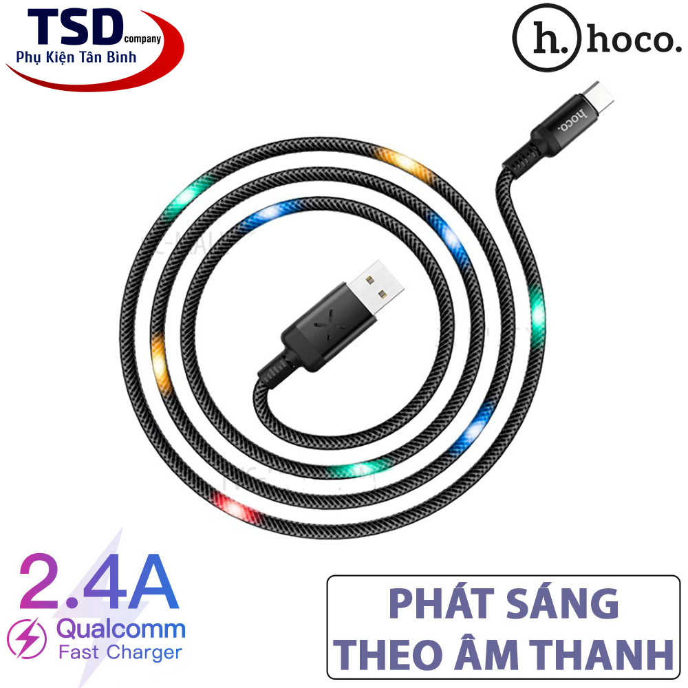 Cáp sạc nhanh hoco u63 cổng micro usb chính hãng phát sáng theo nhạc