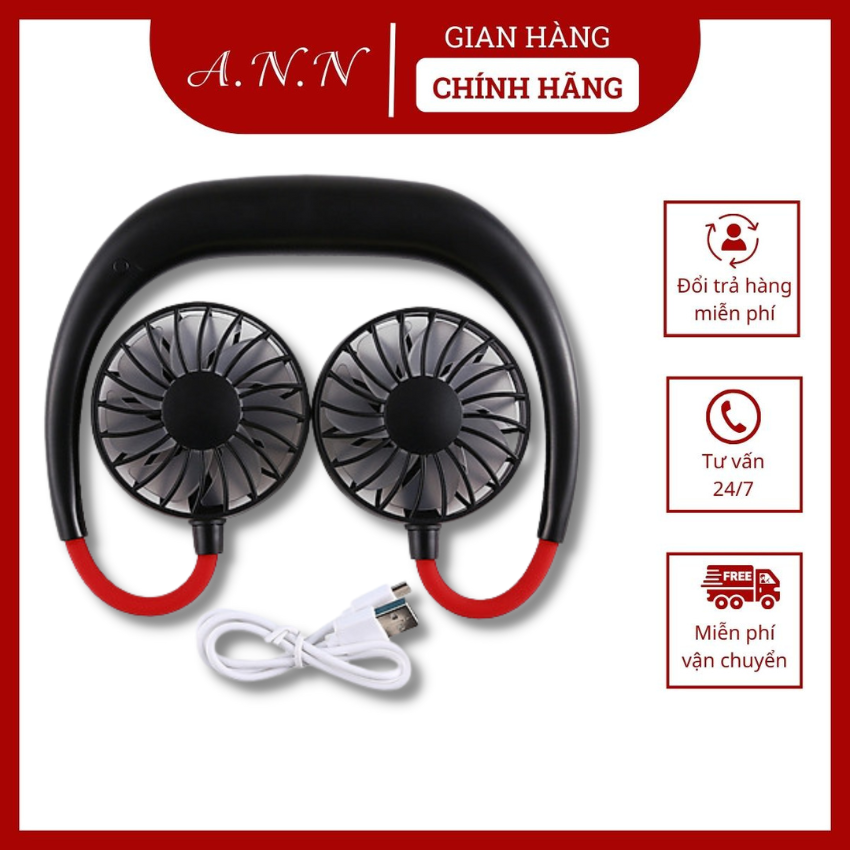 Quạt mini đeo cổ, quạt đeo cổ dạ quang, quạt đeo cổ USB, quạt đa năng mini, quạt mini cao cấp tiện lợi 3 cấp độ