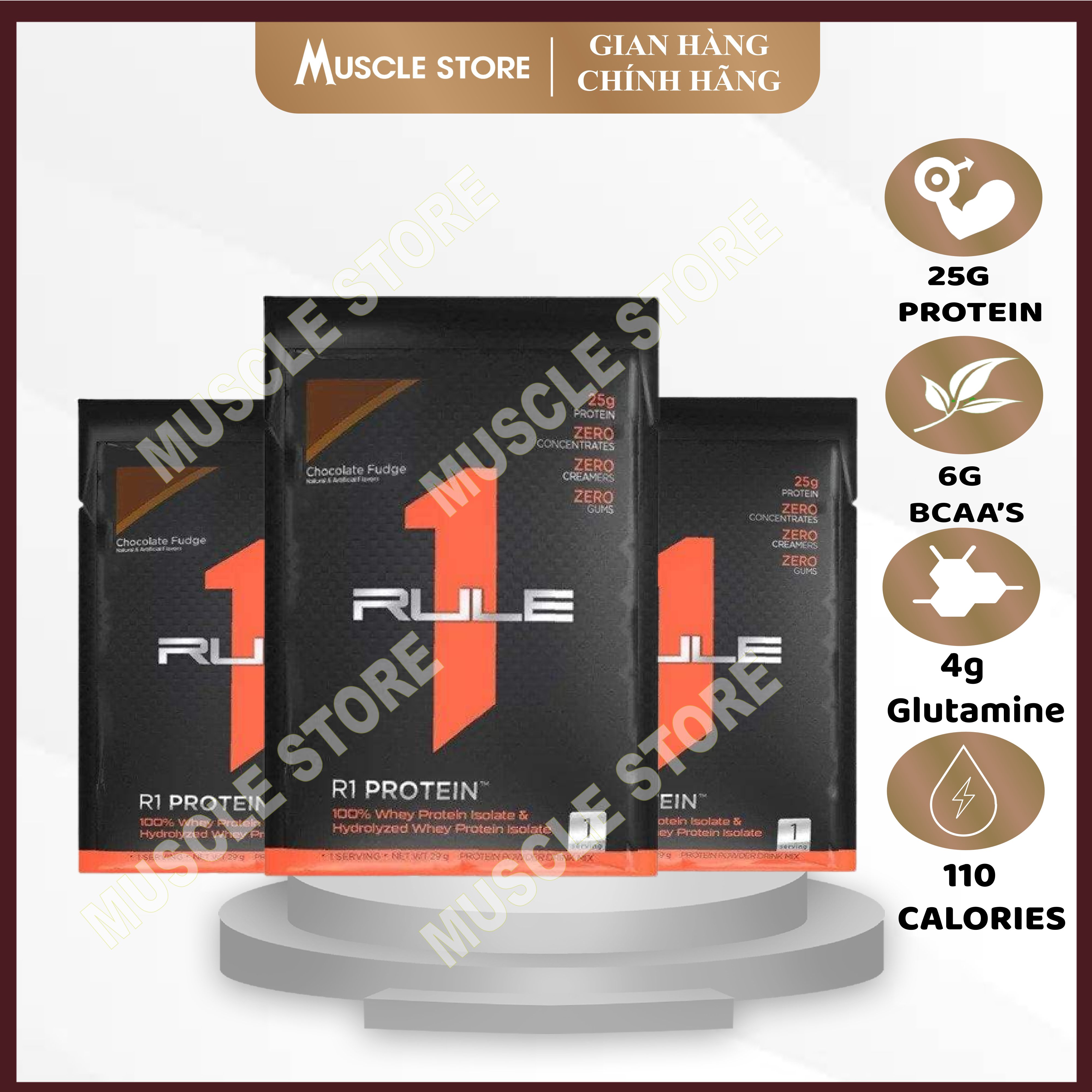 Sample rule 1, whey protein isolate và hydrolyzed , hỗ trợ tăng cơ/giảm mỡ, 25g protein, 6g bcaa