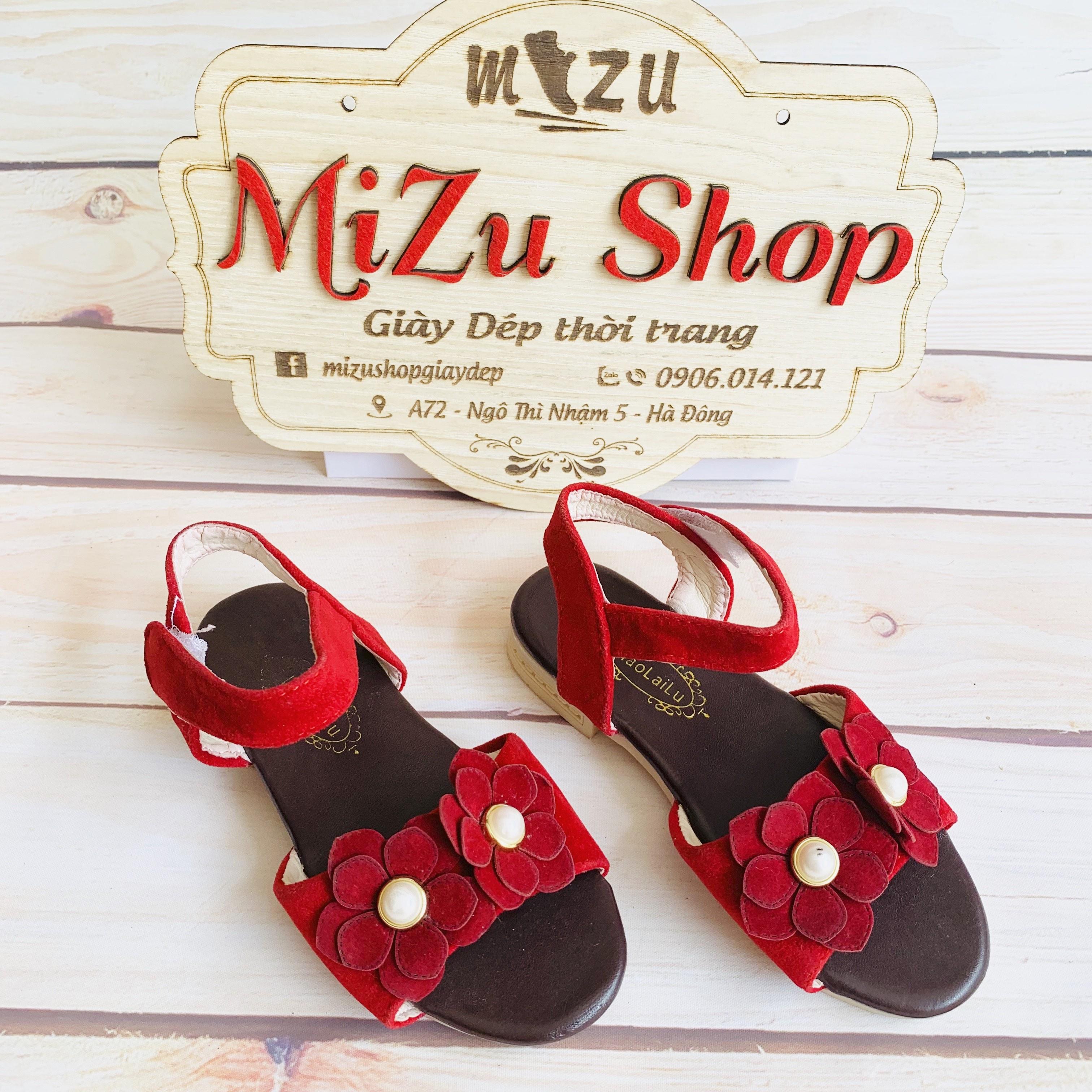 Sandal bé gái quai nhung mềm size 24 đến 30 mã 1250 màu đỏ