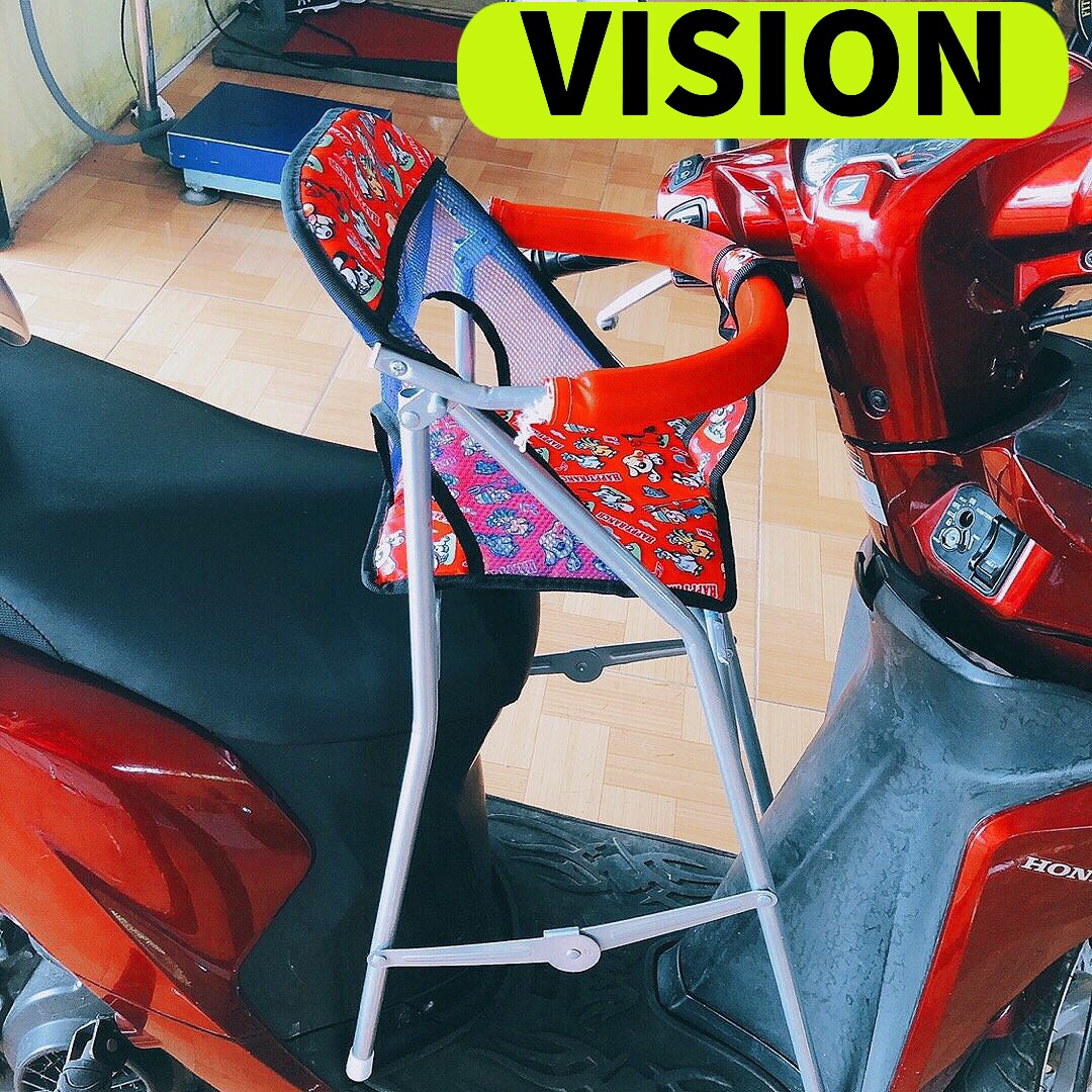 Ghế ngồi xe máy có vòng xếp gọn xe vision , ghế ga xếp gấp gọn xe vision an toàn cho bé