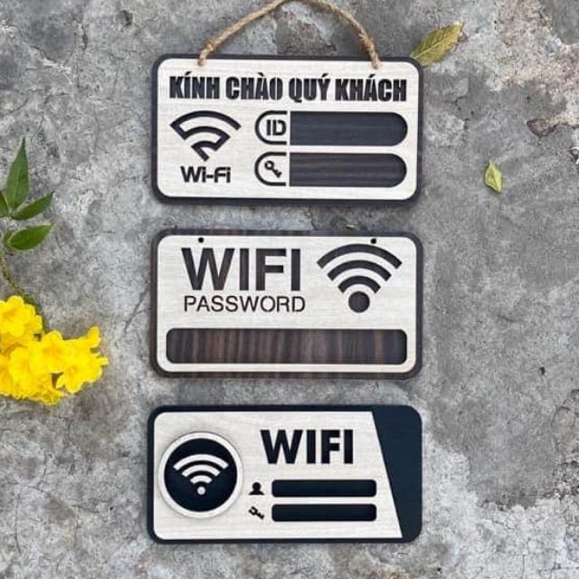 Bảng thông tin Wifi Bằng Gỗ Handmade Trang Trí Decor