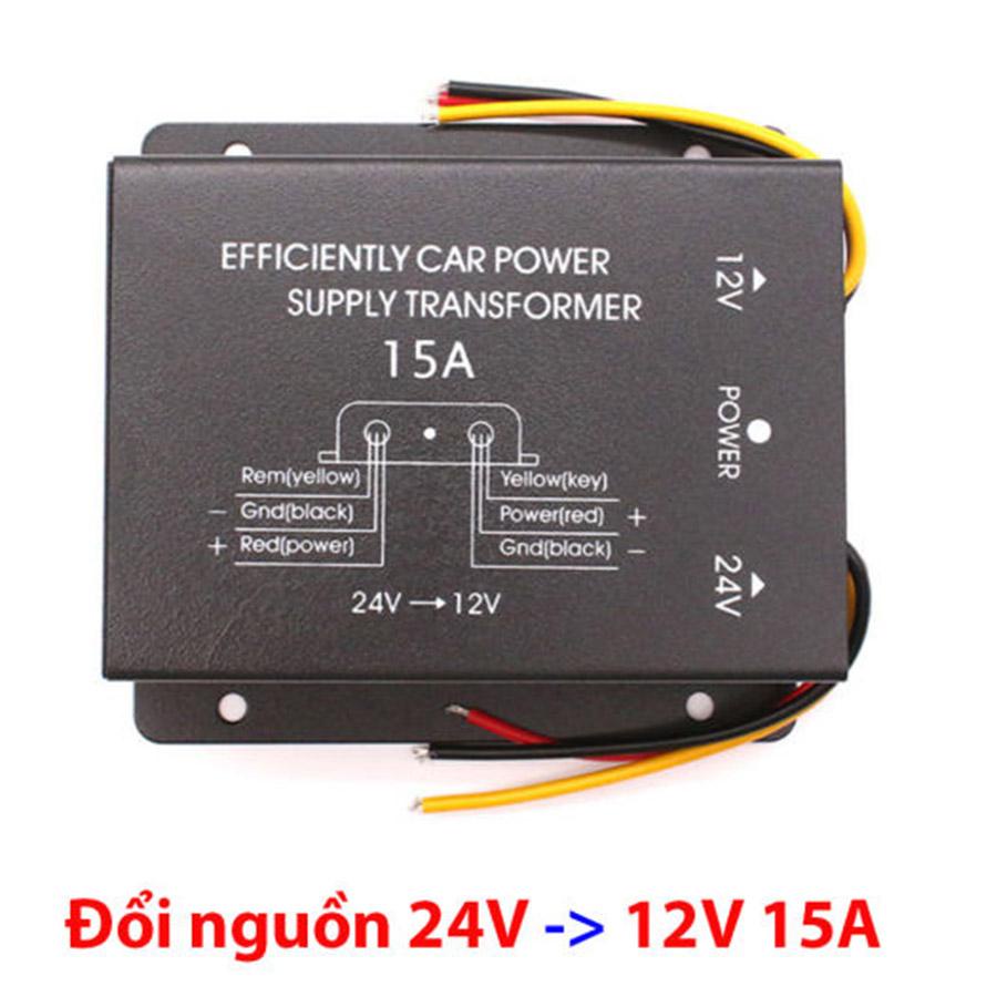 Bộ chuyển đổi nguồn điện DC (bình Acquy) từ 24V sang 12V - 15A cho xe ô tô/ xe cơ giới...
