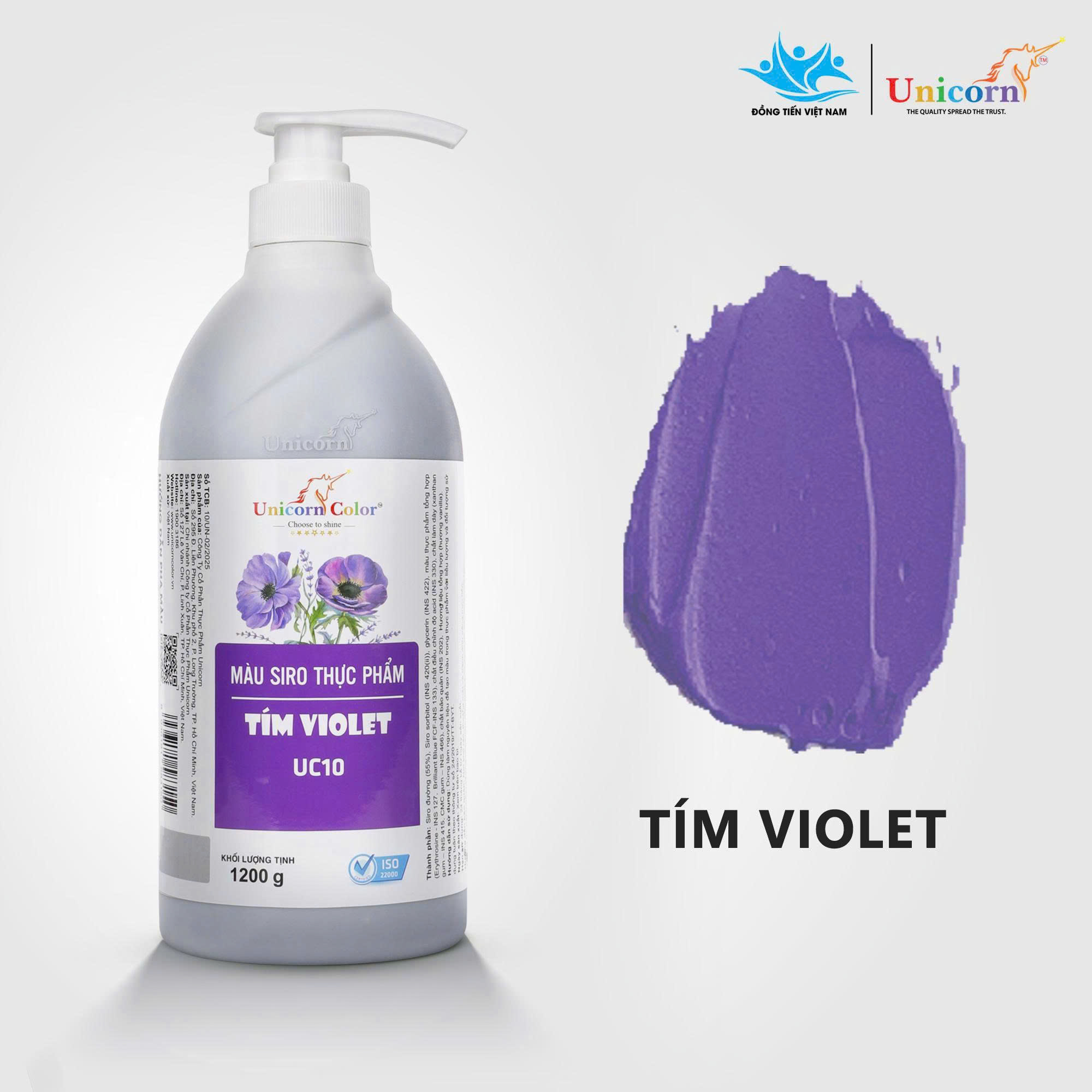 [Chai 1200g] Màu Siro Thực phẩm Unicorn - Tím Violet