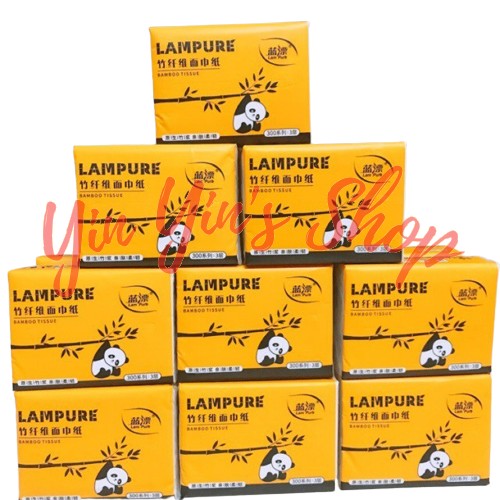 Thùng 30 gói khăn giấy ăn gấu trúc lampure dai mịn, giấy rút tiện lợi gói 300 tờ 3 lớp bamboo tissue