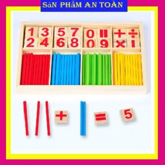 Đồ chơi giáo dục - hộp số và que tính bằng gỗ