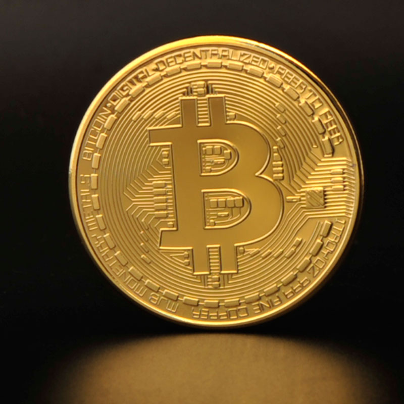 Đồng Xu Bitcoin mạ vàng 40mm,Xu Bitcoin, Đồng Xu Kỷ Niệm May Mắn Có hộp nhựa kèm theo