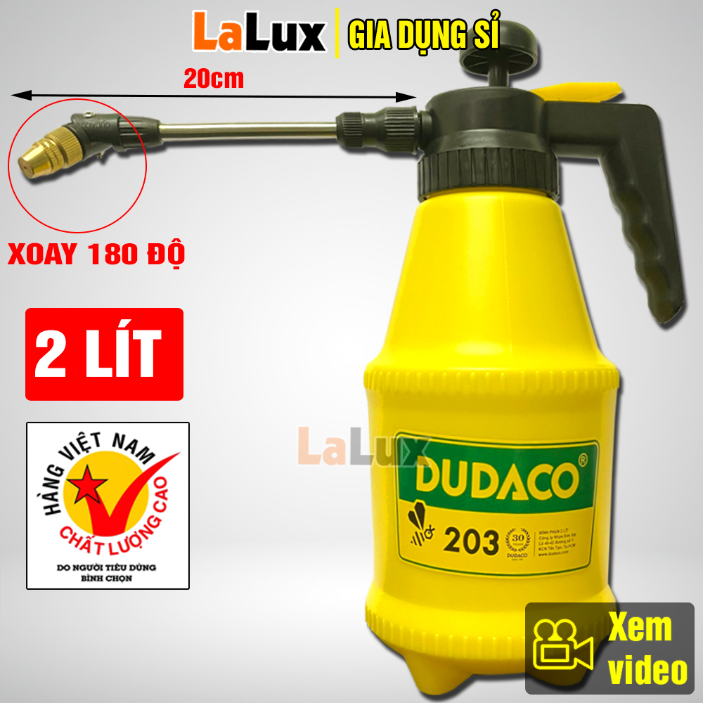 Bình Tưới Cây DUDACO 203 - Bình Xịt Tưới Cây Có Cần Dài - Béc Gật Gù Xoay 380 Độ - Bình Phun Sử Dụng Tiện Lợi 203