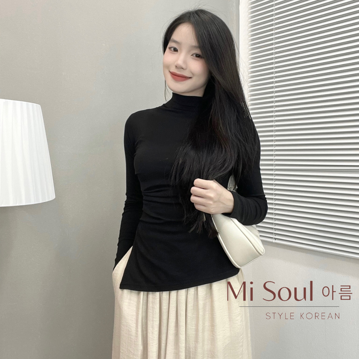 Áo Thun Dài Tay Nữ Cổ 3 Phân Nhúm Sườn Xẻ Tà BigSize MiSoul, Áo Thun Nữ Dài Tay Xẻ Tà BigSize MiSoul 222