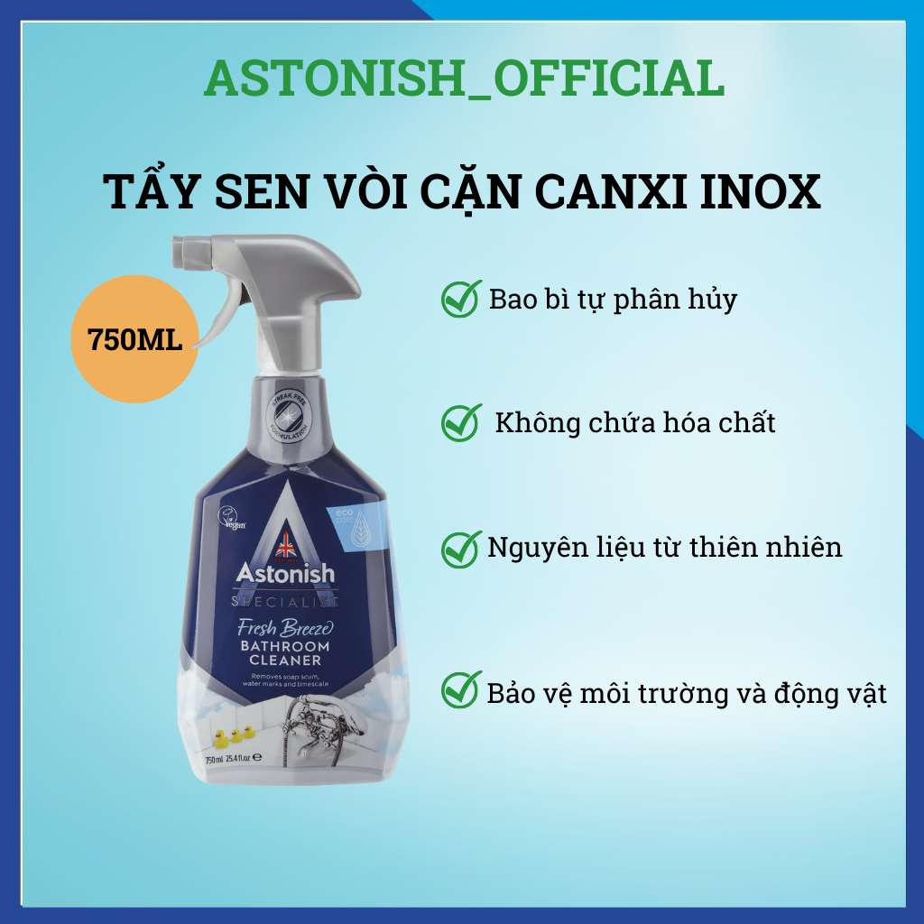 Vệ sinh nhà tắm bồn cầu cặn canxi vòi sen bồn tắm mặt đá Ceramic nhà vệ sinh vết ố vàng ASTONISH C6710