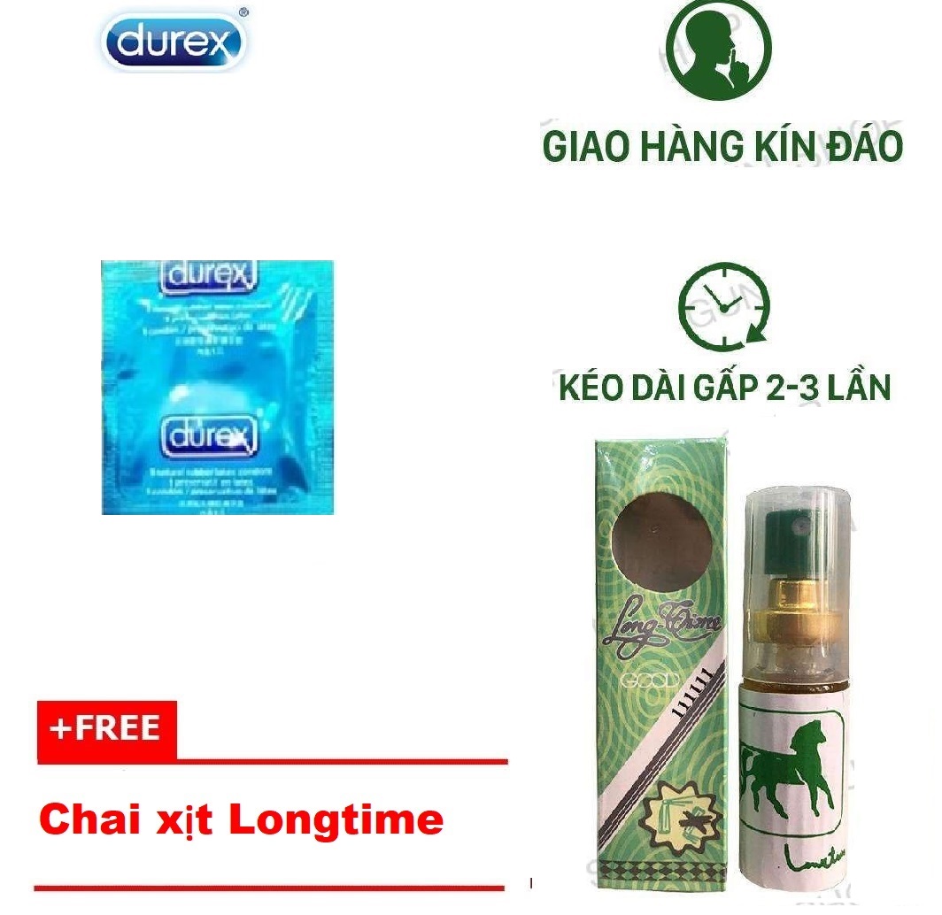 [HCM]Mua 1 Chiếc Bao Cao Su Durex Kingtex Tặng 1 Chai Xịt Longtime Kéo Dài Thời Gian - Che tên sp khi giao hàng
