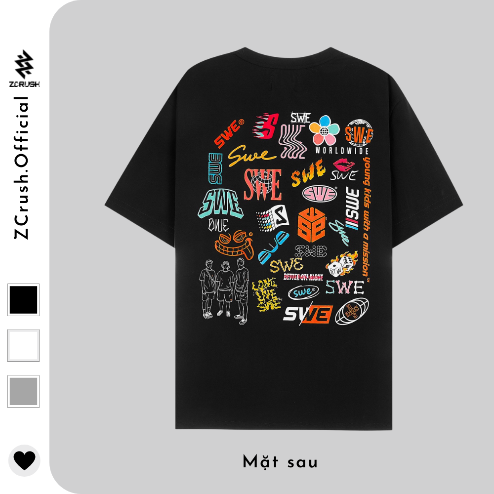 Áo thun unisex áo phông cổ tròn logo swe thun ngắn tay form rộng nam nữ ulzzang oversize