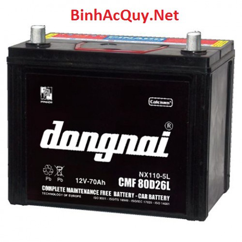 BÌNH ẮC QUY ĐỒNG NAI CMF 80D26L (12V-70AH) cho xe Huyndai Accent, Mazda BT-50, Ford Focus, Kia Cerat