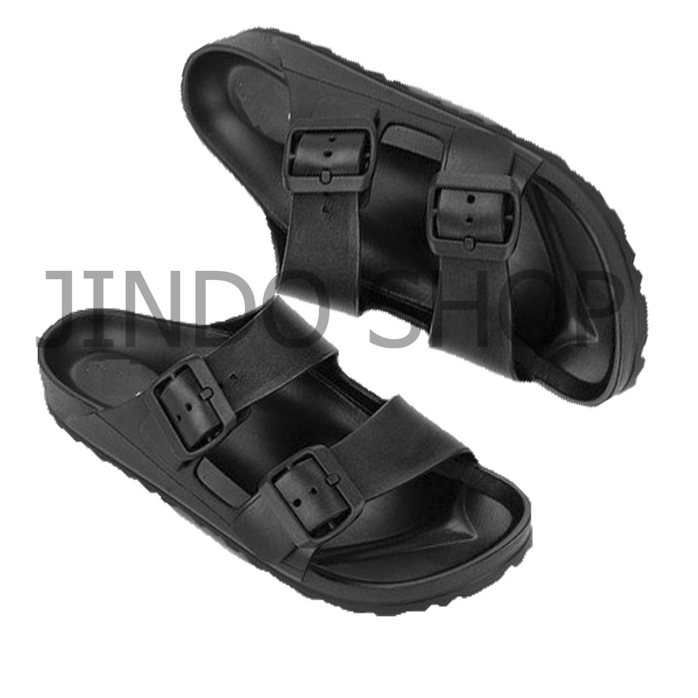 Dép quai ngang nam đúc nguyên khối 2 quai khóa nhựa EVA siêu nhẹ đi mưa siêu bền bỉ  màu đen Jindo - dép duwa đi mưa - hình thật 100%