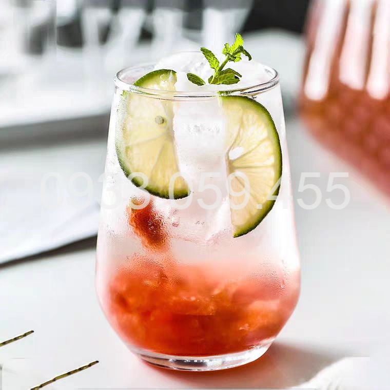 Bộ 6 Ly Thủy Tinh Highball Uống sinh tố 380ml - Ly Nước Ép, cốc uống nước, Ly sinh tố, cốc detox hình Oval sang trọng