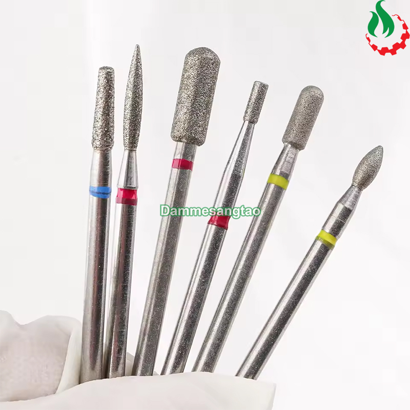 Bộ 6 mũi mài kim cương đa năng cho máy mài mini đánh bóng móng tay MKC-MT6