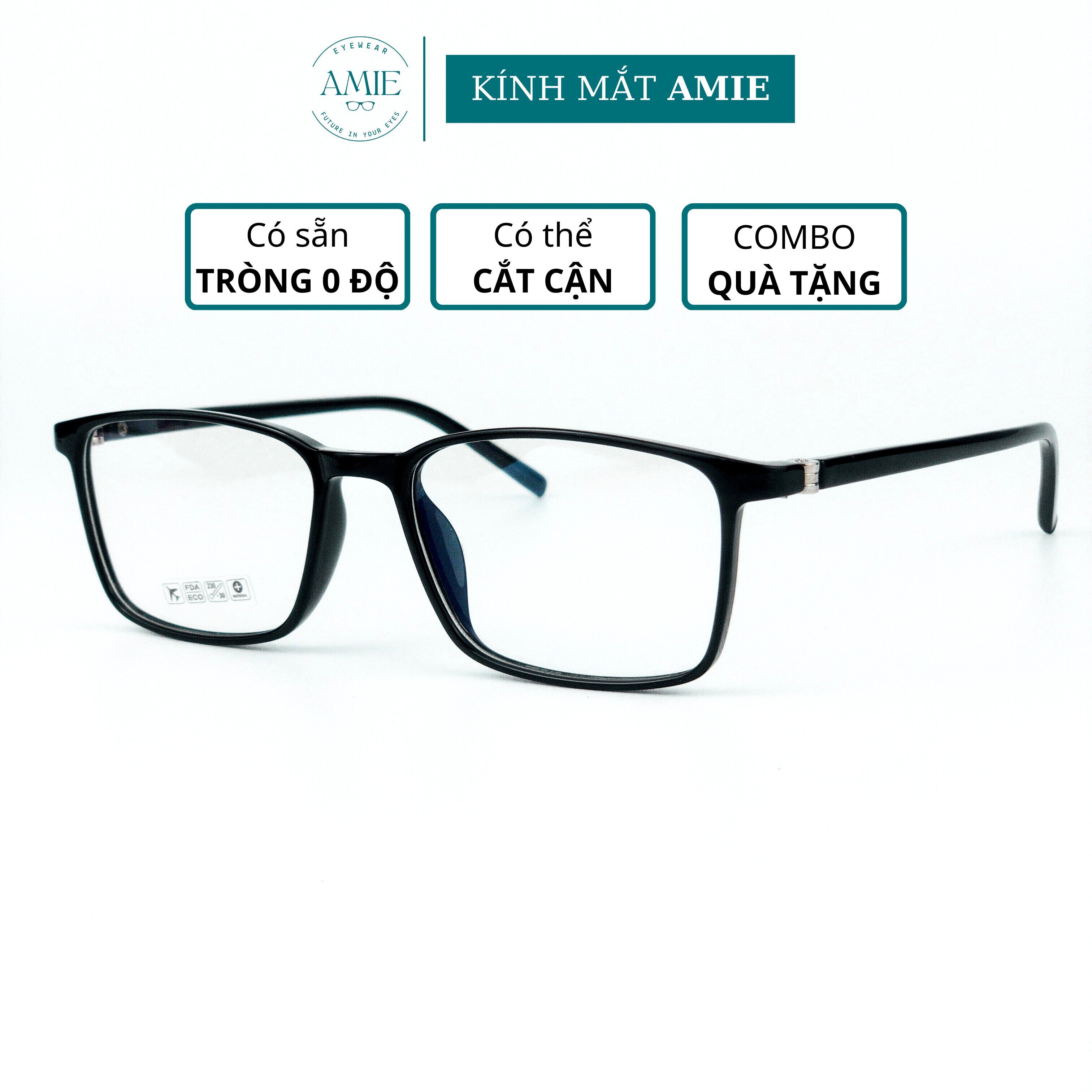 Gọng kính cận nam nữ 2172 mắt kính vuông nhựa dẻo kiểu dáng đơn giản thanh lịch A&Eeyewear