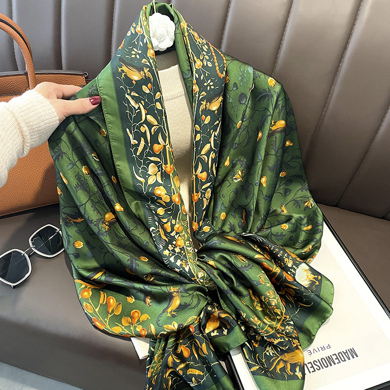 Khăn quàng cổ lụa satin bản rộng sang trọng chống nắng, Khăn quàng cổ nữ lụa hàn quốc '180x90cm - FREESHIP'