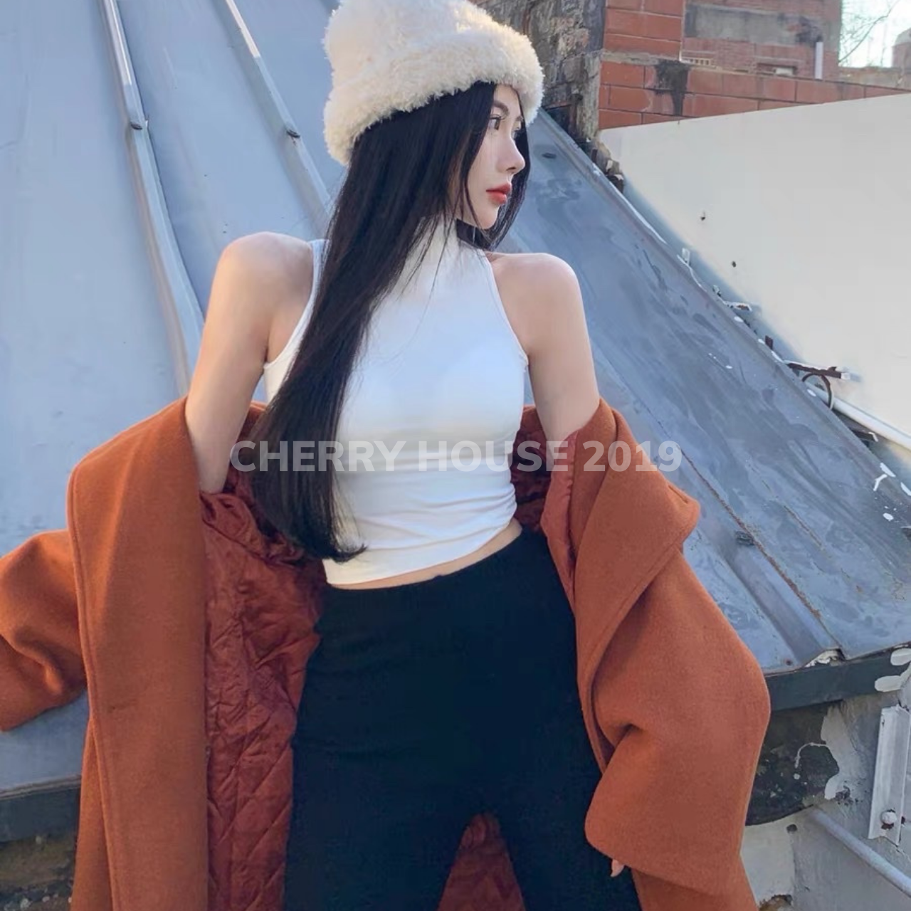 Áo croptop ba lỗ cổ lọ freesize phong cách Hàn quốc