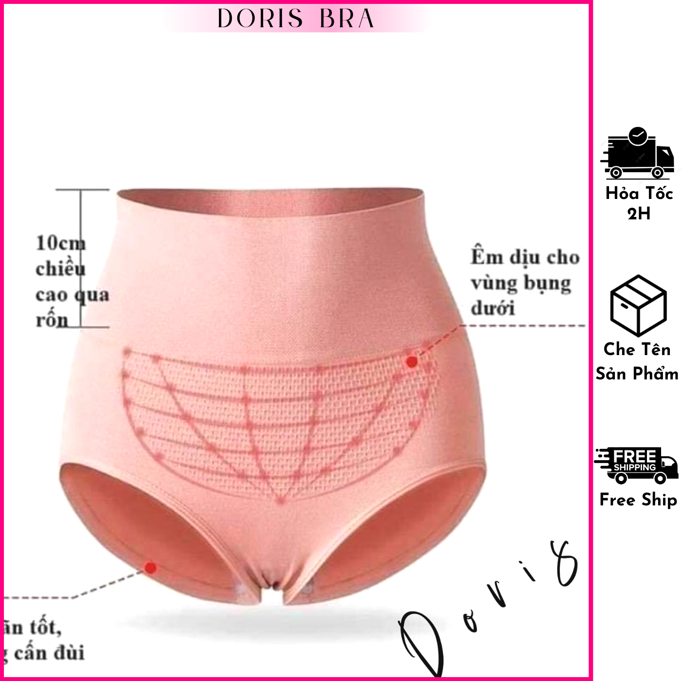 Quần lót nữ kháng khuẩn cạp thấp - cạp cao gen bụng nâng mông thông hơi co giãn xuất Nhật - Doris.fashion