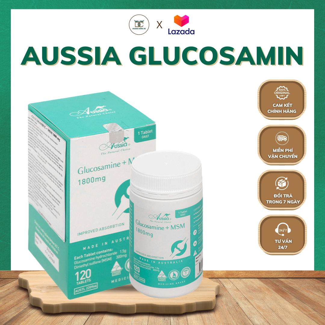 Aussia Glucosamine + MSM 1800mg giúp bổ sung dưỡng chất cho khớp hộp 120