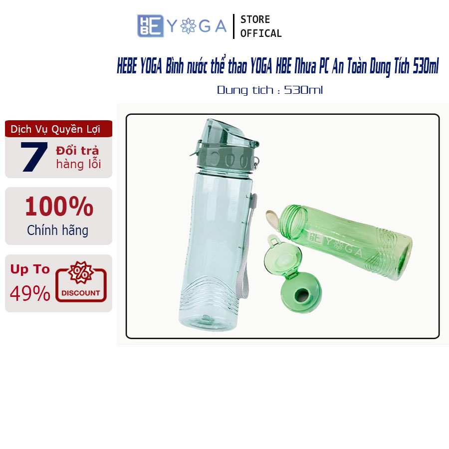 [HCM]Bình Nước Thể Thao Nhựa Hebeyoga 520ml Nắp Bật Cao Cấp