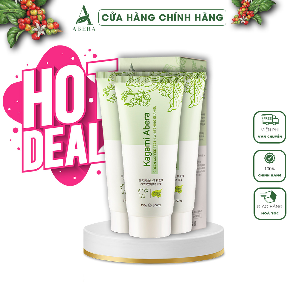 [COMBO 3 HỘP] MUA 3 TẶNG 1 - Men Trắng Răng Kagami Abera 110g - Loại Bỏ Ngay Mọi Vết Ố Vàng, Mảng Bám, Cao Răng Hiệu Quả