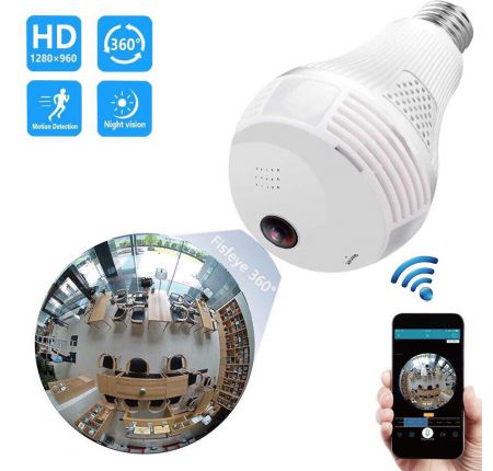 Camera bóng đèn có hồng ngoại, Camera Wifi Bóng Đèn HD 2.0MP Có Tiếng Việt Hình Ảnh Sắc Nét Ngày Đêm- Xem 360 Độ Linh Hoạt- Led Phát Sáng, camera chống trộm, camera an ninh
