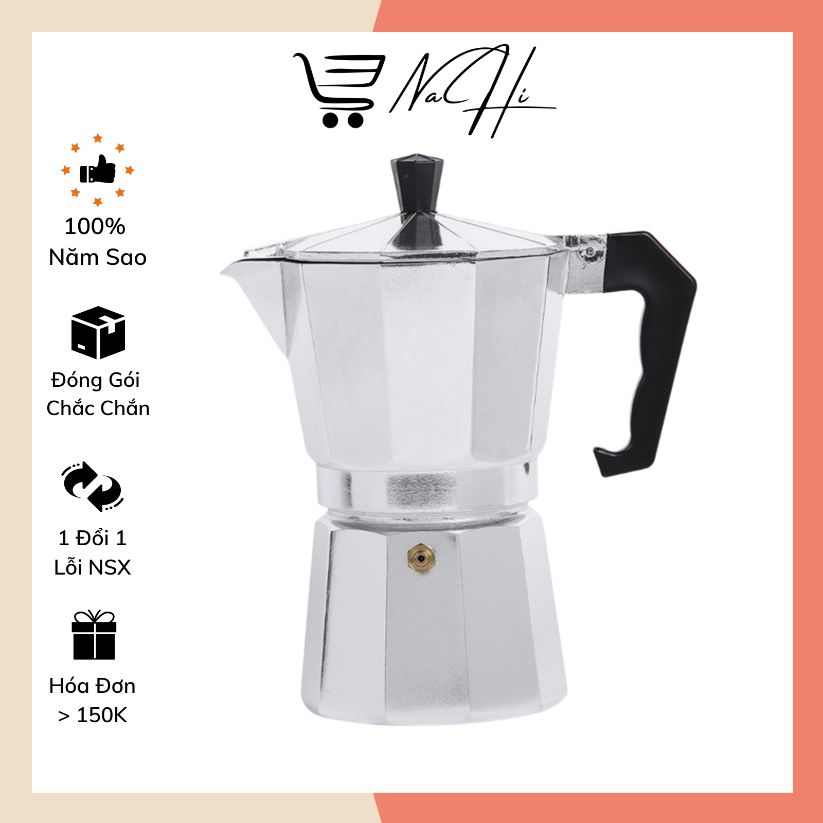Ấm pha cà phê bialetti moka 6cup 300ml