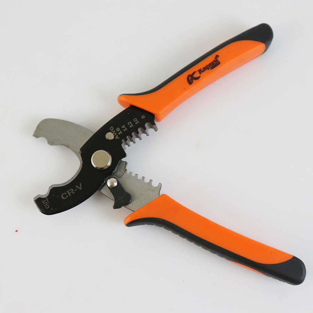Kìm cắt cáp -kìm tuốt vỏ dây cáp Kapusi 8 inch thép CRV siêu sắc