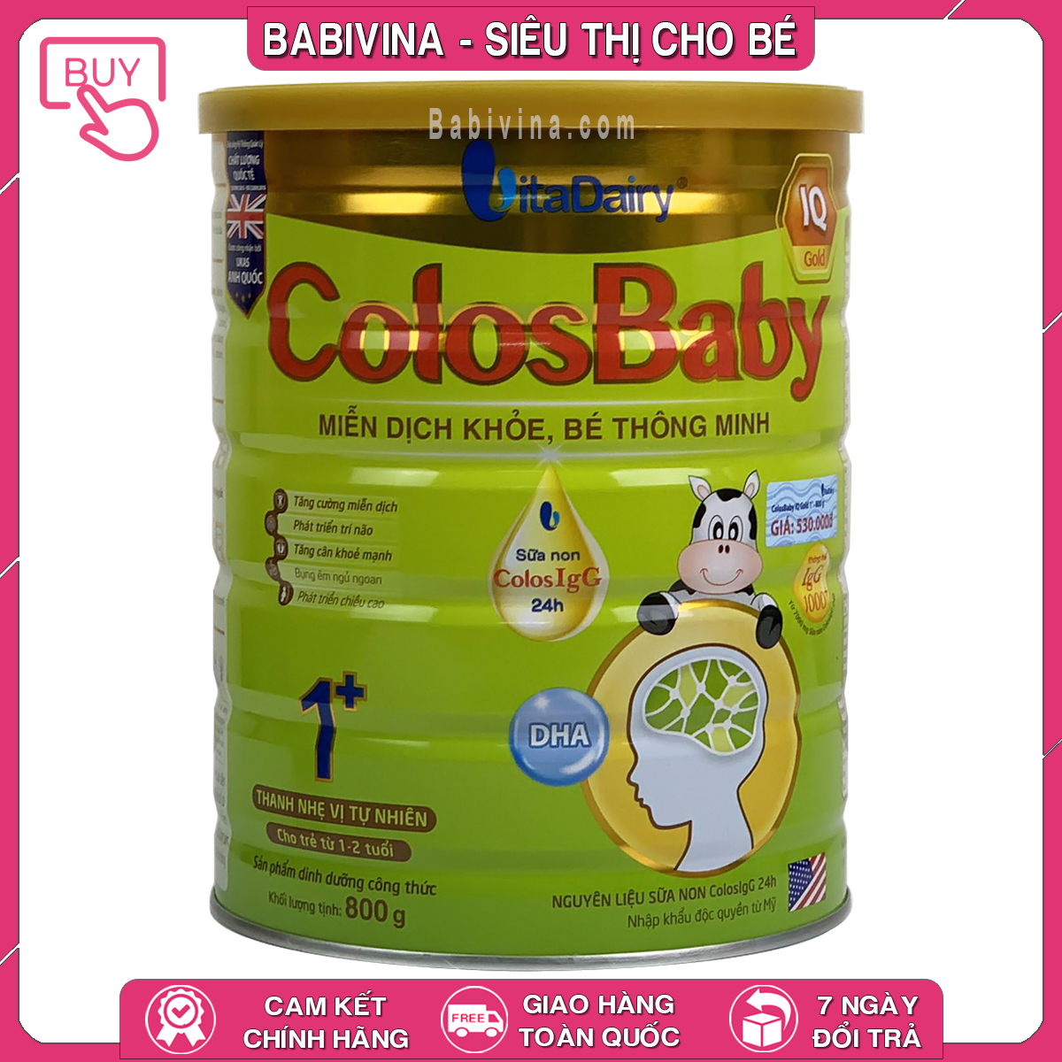 [CHÍNH HÃNG] Sữa Non Colosbaby IQ Số 1 800g | Trẻ Từ 1-2 Tuổi, Phát Triển Trí Não, Vượt Trội | Date Mới Nhất, Giá Tốt Nhất