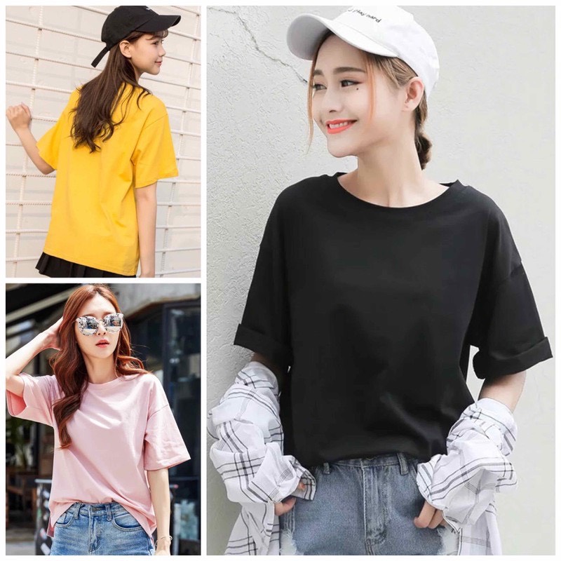 Áo phông nữ áo thun nữ tay lỡ form rộng free size dưới 65kg
