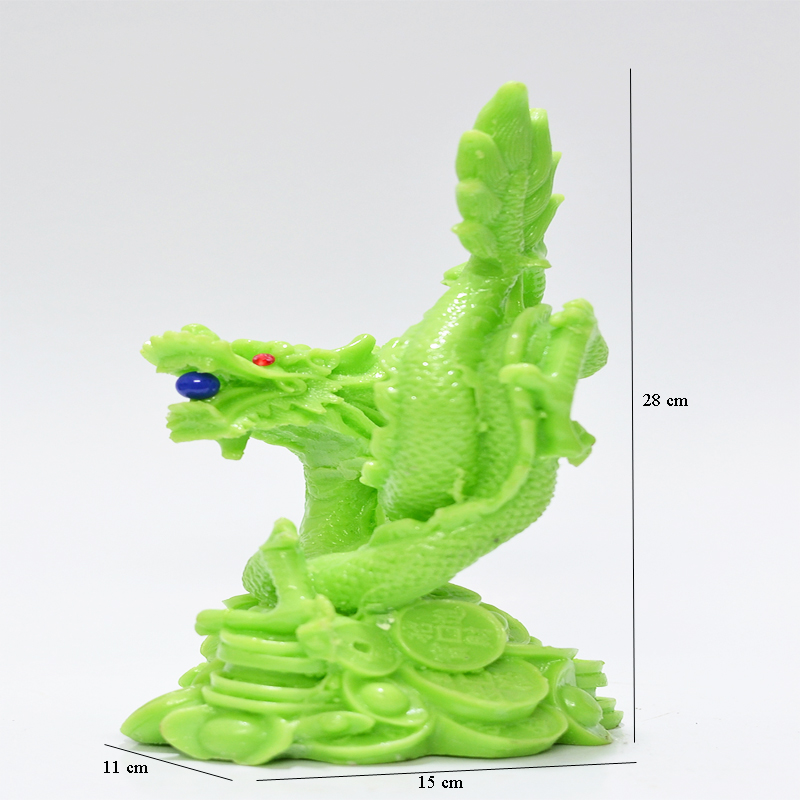 [HCM]Tượng rồng cuộn đứng màu xanh ngọc