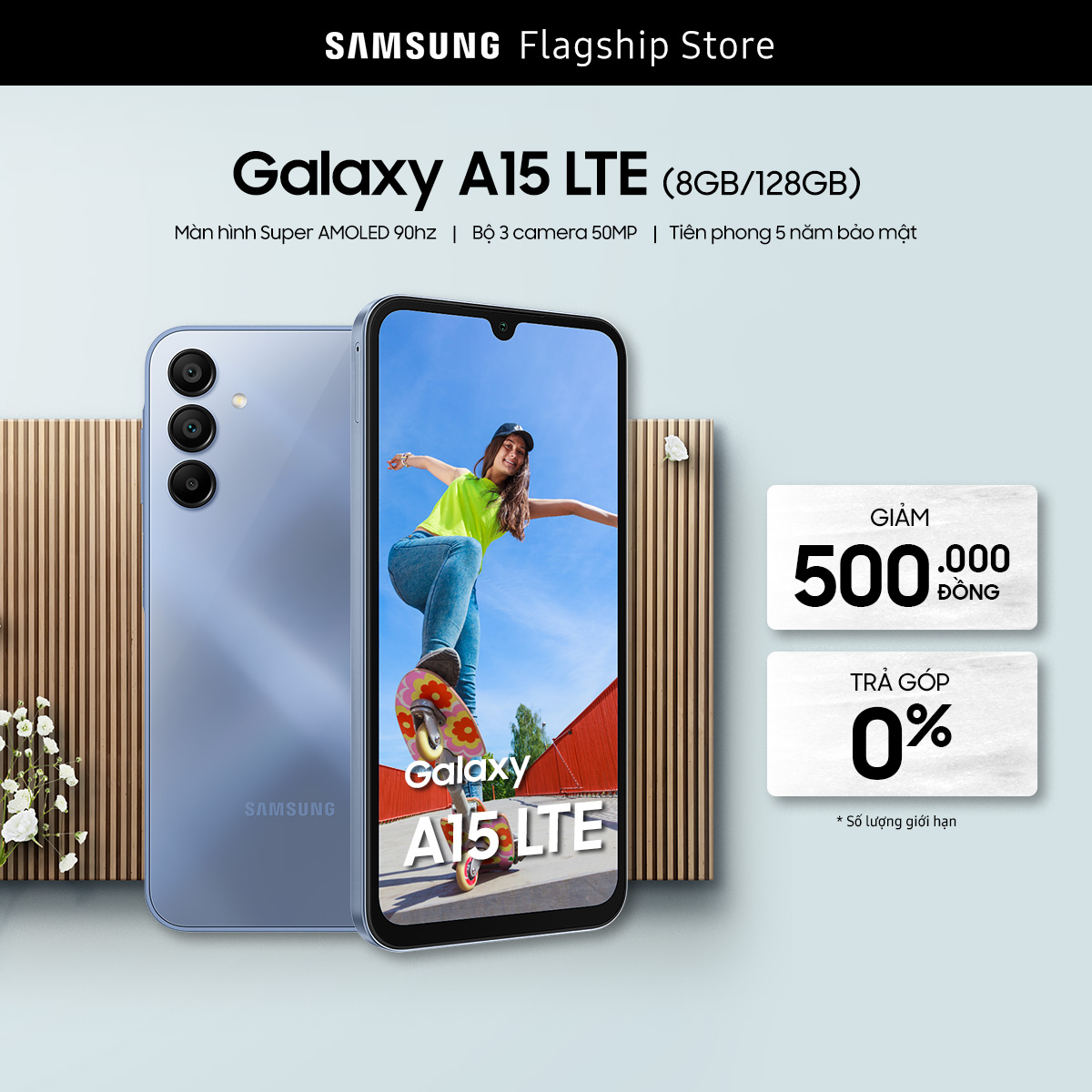 [SIÊU SALE 20H 9-12.10] Điện thoại Samsung Galaxy A15 LTE 8GB+128GB | Trả góp 0%