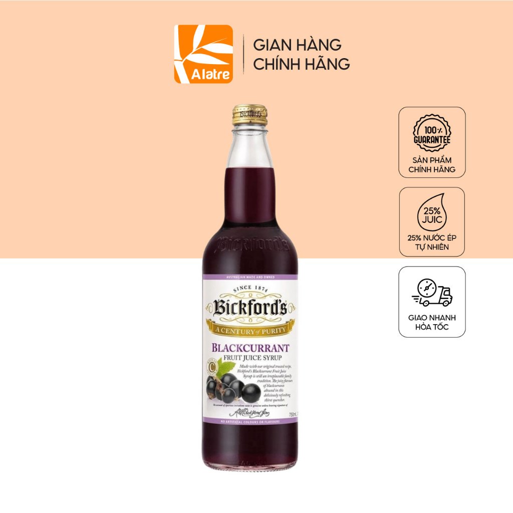 Siro nho đen bickford's chính hãng, nhập úc - 750 ml