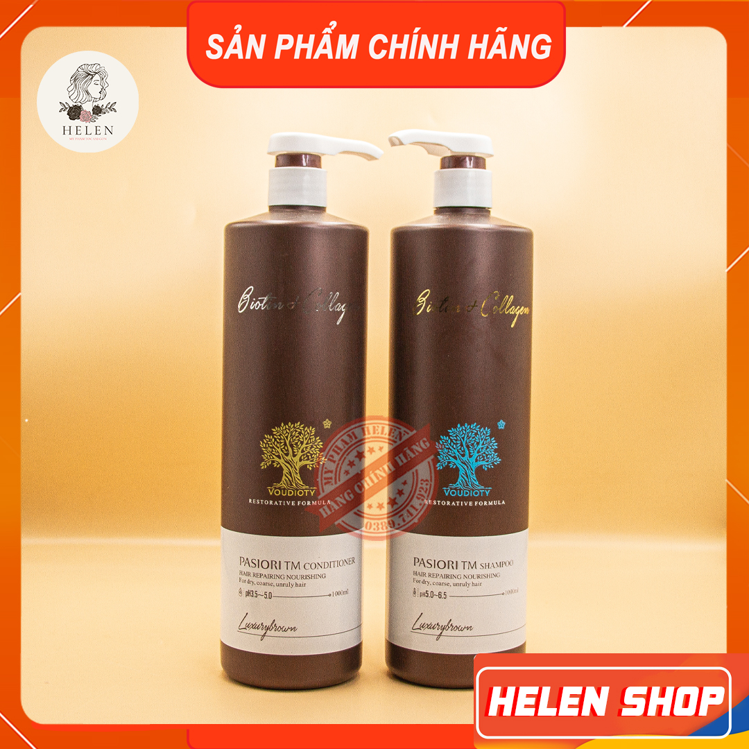 Cặp gội xả phục hồi óng mượt siêu cấp biotin collagen nâu dành cho tóc yếu, kích mọc tóc, cấp ẩm, ngăn gàu, ngăn rụng tóc