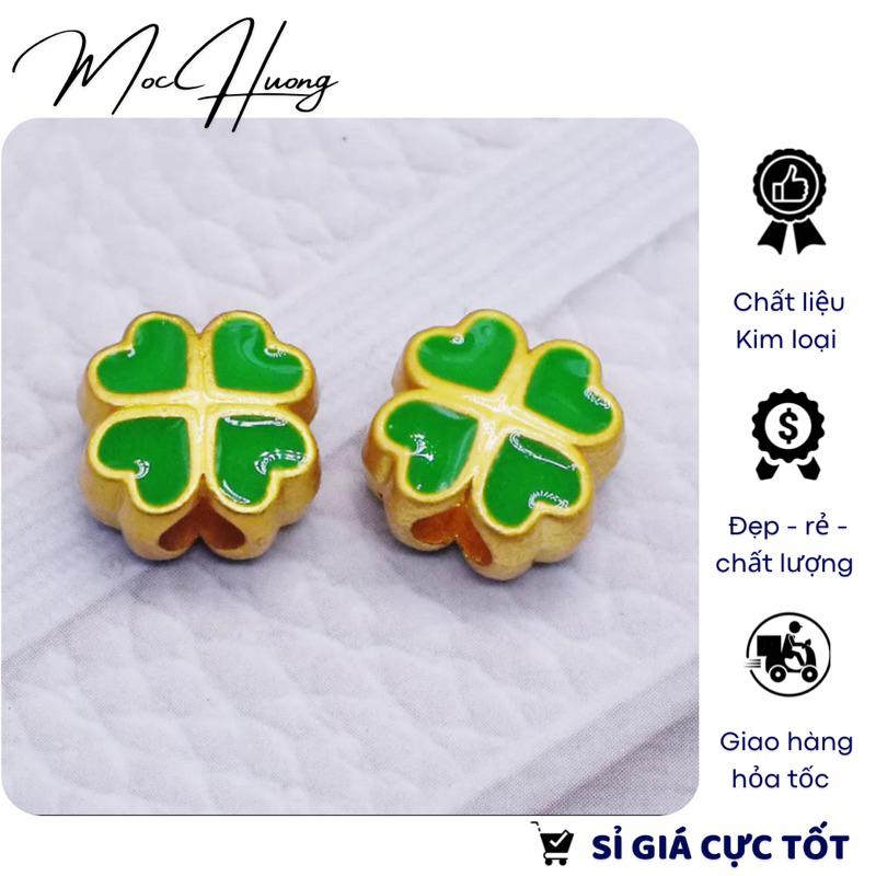 Charm cỏ 4 lá màu xanh - kl183