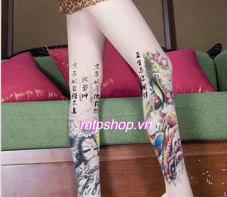 [HCM]Combo 2 hình xăm dán kín tay cá màu 17x48cm - mua 2 tặng 1 mini tattoo