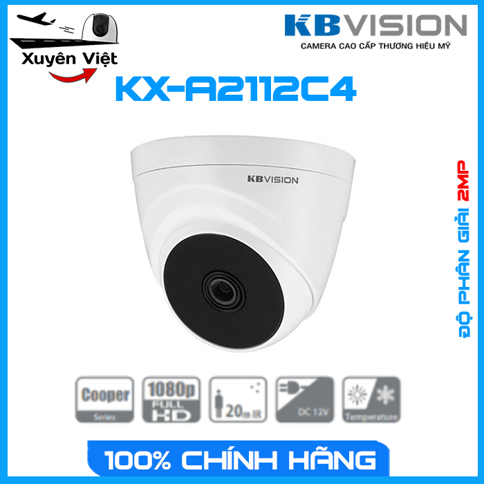 [HCM][NHÀ PHÂN PHỐI BH 2 NĂM] Camera HD ANALOG ( CAMERA 4 IN 1 ) KBVISION KX-A2112C4 2.0MP - Camera Xuyên Việt